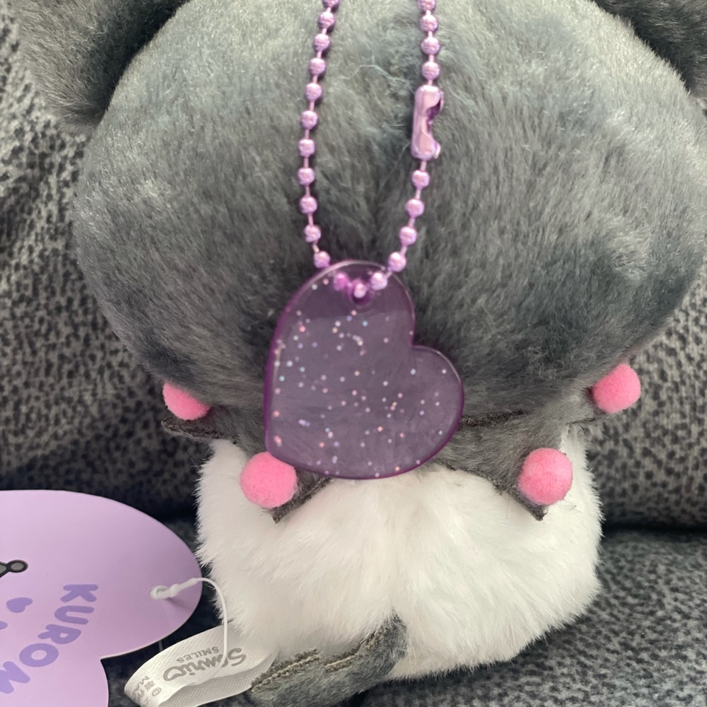 Hearts Eyes Kuromi Plush Plush Keychain (5.5”) - Picture 7 of 10